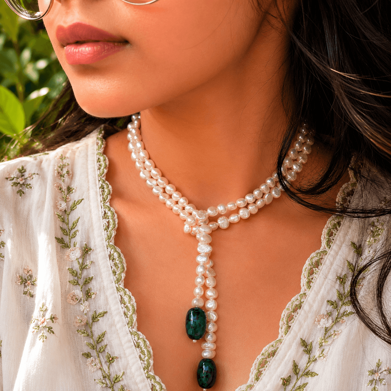 Emerald Muse Necklace — editorial product shot