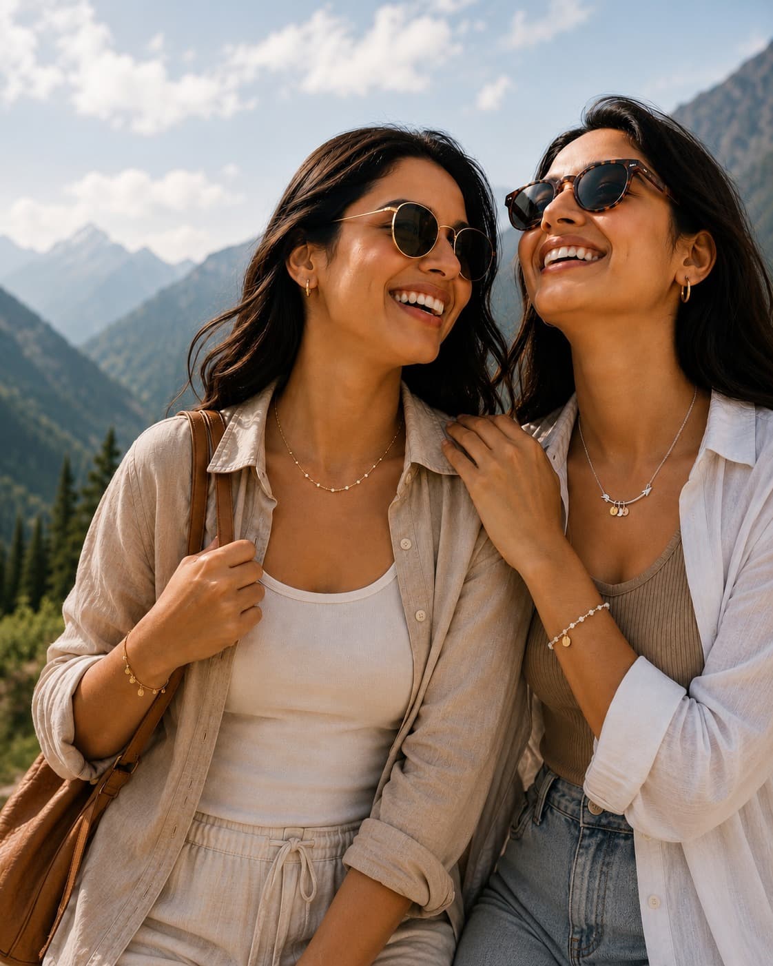 Vacation mood with pearl jewellery in warm light